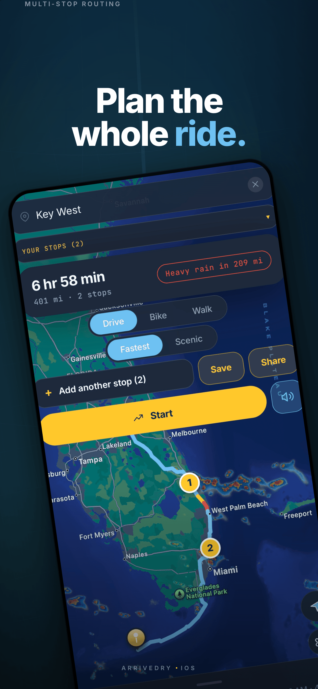 Multi-stop route planning