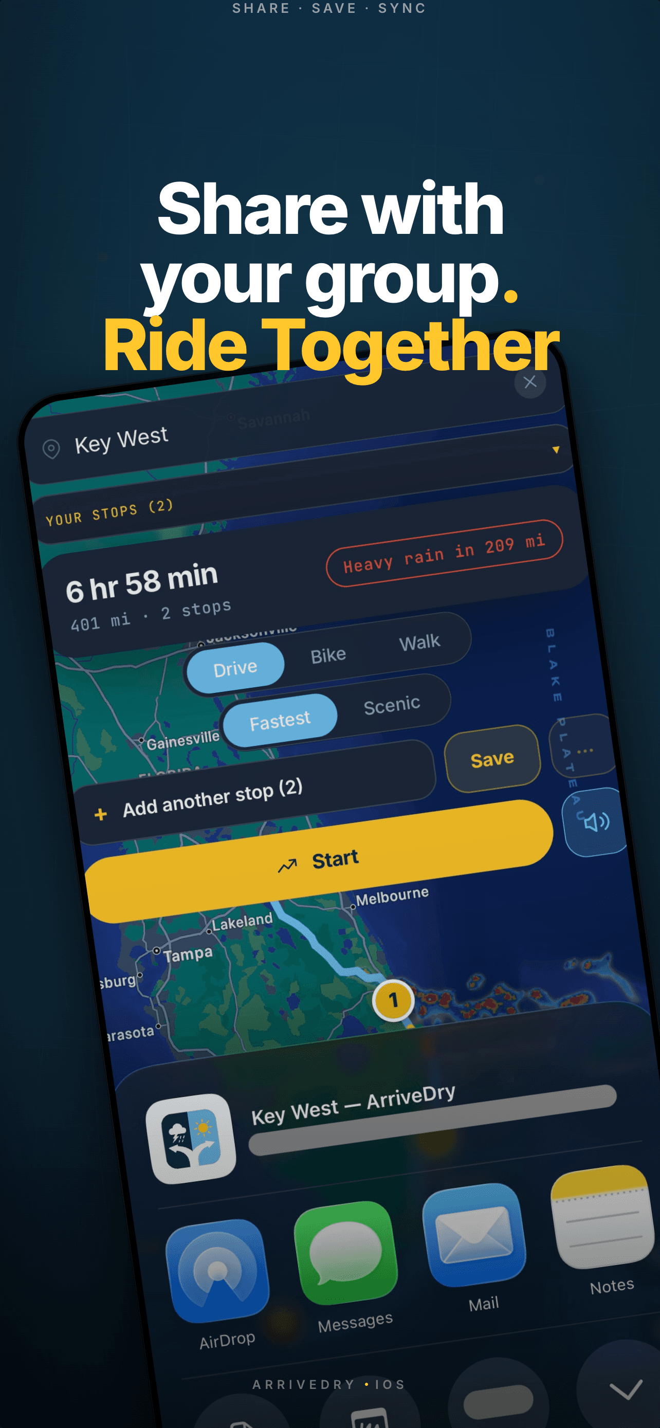 Share a planned route
